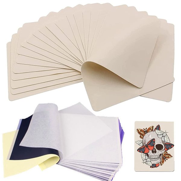 Yuelong 40PCS Tattoo Skin Practice and Transfer Paper Kit Includes 10PCS Double Sided Blank Fake Skin and 30PCS Tattoo Stencil Paper for Tattoo Practice Tattoo Microblading Supplies