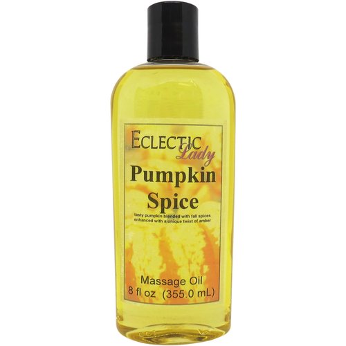 Pumpkin Spice Massage Oil, 8 oz, With Sweet Almond Oil and Jojoba Oil, Preservative Free, Perfect for Aromatherapy and Relaxation