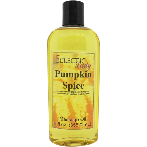 Pumpkin Spice Massage Oil, 8 oz, With Sweet Almond Oil and Jojoba Oil, Preservative Free, Perfect for Aromatherapy and Relaxation