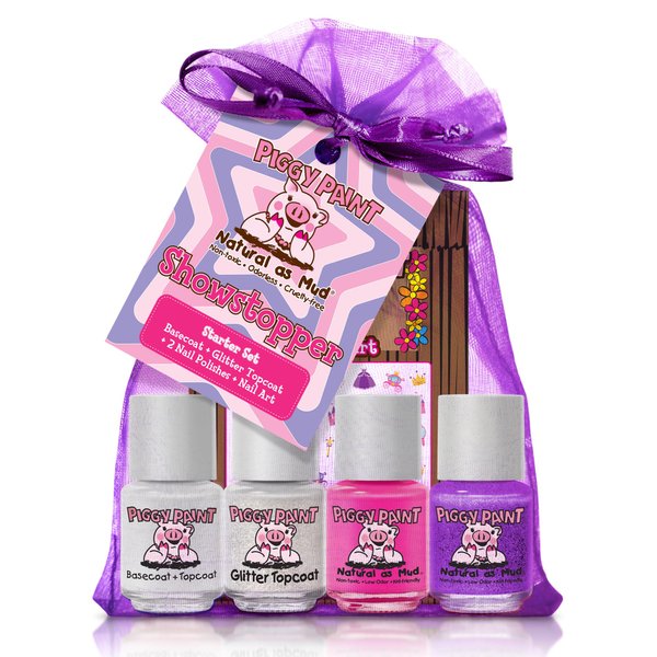 Piggy Paint | 100% Non-Toxic Girls Nail Polish | Safe, Cruelty-free, Vegan, & Scented for Kids | Showstopper Starter Set