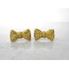 Generic Two small tiny sparkle gold bow crystal hair pin clip barrettes fine hair