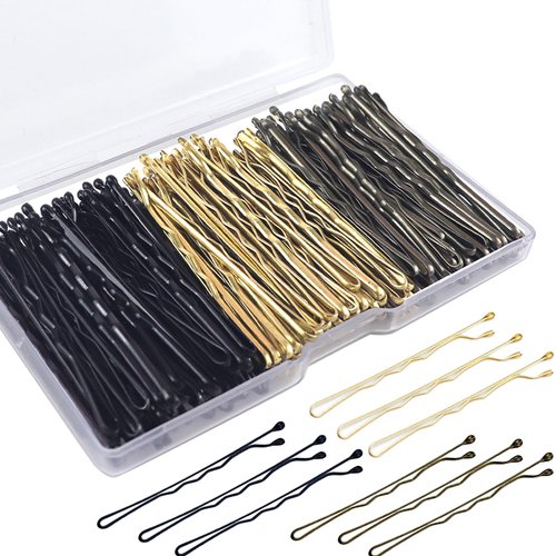 150Pcs 2 In Bobby Pins for Women,Hair Pins for Styling Bun Bobby Pins Hair Accessories,Suitable for Women Girls and Salon Dragon Hairstyles with Transparent Storage Box(Black,Brown and Gold)