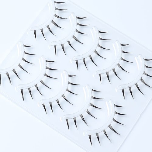 Emotao Japanese Style False Eyelashes Makeup Manga Lashes Cosplay Anime Eyelash Lashes Doll Eye Natural 5 Pairs Asian False Eyelashes Pack Look Like Individual (manga lashes（M9-01）)
