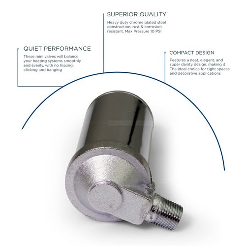 Midline Valve 6J3I5-5 Steam Radiator Air Vent; Heat Regulator Valve; Angle Adjustable Mount; 1/8 in. MIP; Chrome Plated Steel (5 Pack)