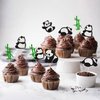 24Pcs Panda Cupcake Toppers Glitter Green Bamboo Cupcake Picks Cute Animal Bear Cake Decorations Baby Shower Kids Birthday Panda Theme Party Supplies