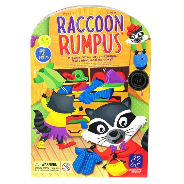 Educational Insights Raccoon Rumpus Game, Preschool Game with Dice & Color Matching, For 2-4 Players, Fun Family Board Game For Kids Ages 3 to 5