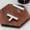 Probrico (25 Pack Euro Style T Bar Single Hole Brushed Nickel Cabinet Knobs, Stainless Steel Kitchen Cabinet Pulls Dresser Knobs, 2 Inch Total Length