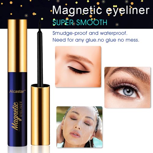 Alcastar Magnetic Eyelashes and Eyeliner Kit, Eyelashes Magnetic Lashes Natural,Magnetic Eyelashes with Applicator, Magnetic Eyelashes Natural Look,LongLasting, Waterproof,Reusable,