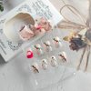 24Pcs Christmas Nails Glitter Silver French Tip Press on Nails Short Square False Nails Christmas Press ons Coloured Light Xmas Hat Full Cover Fake Nails Snowman Glue on Nails for Winter Acrylic Nails
