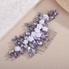 Teyglen Flower Rhinestone Wedding Hair Comb Floral Crystal Hair Piece Purple Crystal Hair Side Comb Flower Bridal Headpiece Hair Accessories for Women (Purple)