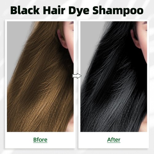 KAISASA Black Hair Dye Shampoo 3 in 1 for Gray Coverag Color Shampoo for Women/Men Instant Herbal Semi Permanent champu para canas