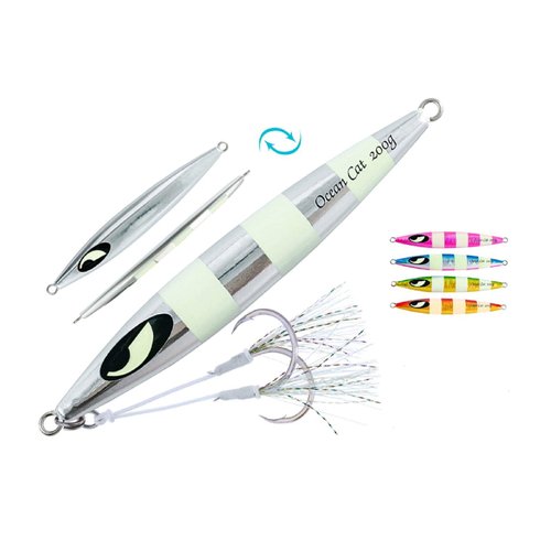 Deep Water Fast/Slow Glow Metal Lead Jig Jigging Fishing Lures Baits Tackle 60g/80g/150g/200g/250g 240lb (Silver, 80g)