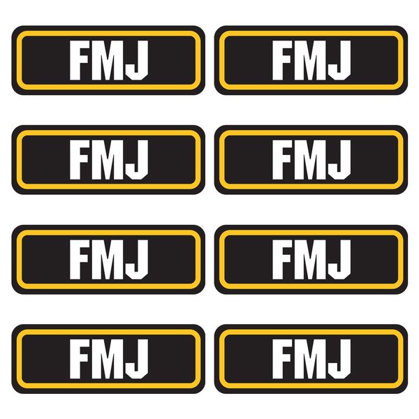 FMJ Ammo Sticker (3"x1.06",8 Pack) Vinyl Sticker for Ammo Storage Box, Ammo Can, Ammo Box, Great Decals for Ammo Case, Gun Stickers, Bullet Box, Ammo Storage Crate & Pouch Labels for Organizing