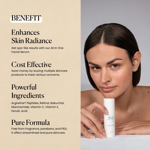 Qure All In One Hyaluronic Acid Serum for Face, Facial Serum With Niacinamides, Retinol, Lactic & Mandelic Acid, Bakuchiol, Peptides & Vitamin C Formulated For | Fine Lines | Wrinkles | Dark Spots