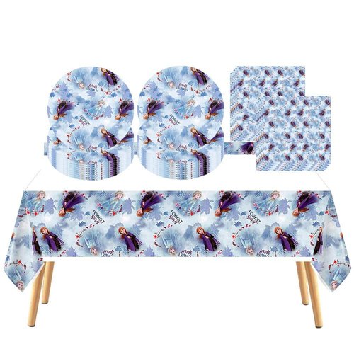 ADRICH 41 pcs -Frozen 2 Themed Party Supplies, 20 Plates, 20 Napkins and 1 Tablecloth, Frozen Ann...