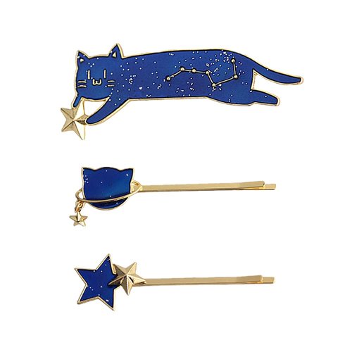 3 Pcs Cat Hair Clips Animal Star Barrette Clamps Hair Accessories for Women Students Teens Girls Hair Accessories