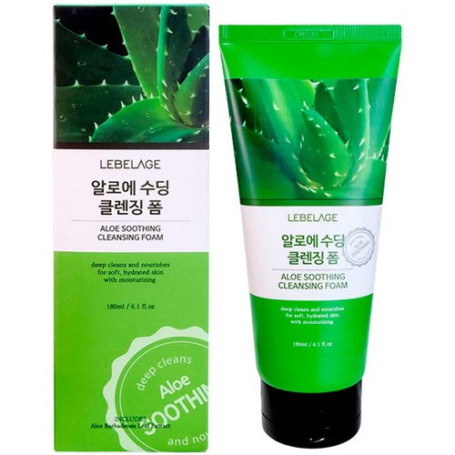 LEBELAGE Aloe Soothing Cleansing Foam 180ml - Moisturizing and Gentle Cleanser