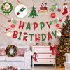 Christmas Birthday Party Decorations – Glittery Happy Birthday Banner, Christmas Hanging Swirls with Christmas Ornaments for Christmas Decorations, Christmas Birthday Decorations