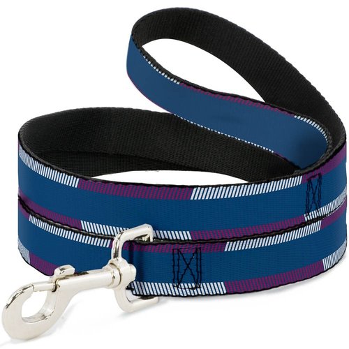 Dog Leash Hash Mark Stripe Turquoise Fuchsia White 4 Feet Long 1.5 Inch Wide