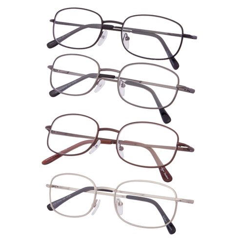Gr8Sight 4-Pack Metal Frame Reading Glasses with Spring Hinged Arms