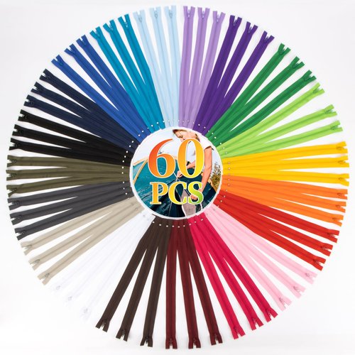 MAQIHAN 60 Pieces 11.8 Inch Zipper, Plastic Zipper, Waterproof Zipper, in 20 Assorted Color Good for DIY, Craft, Clothing, Costume Decorating and Bouquet Cushion Denim Skirt Luggeage Doll Clothes