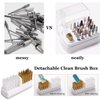 AREMOD 2 in 1 Nail Drill Bits Holder, Electric Nail Drill Bits Cleaning Brush with Steel Wire & Nylon Brushes 30 Holes Nail Drill Stand Display Organizer Dustproof Case for Nail Manicure Tools(White)