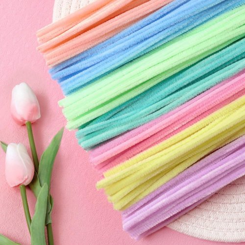300 Pcs Thick Pipe Cleaners Craft Supplies 7 Assortment Pastel Macaron Color Chenille Stems for Art and Craft Projects Creative DIY Decorations (Candy color-300pcs)