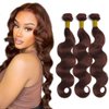 22 22 22 Inch Lukcttr Color 33 Bundles Copper Brown Body Wave Human Hair Bundles Brazilian Reddish Brown Bundles Human Hair Color #33 Body Wave Bundles Hair Weave