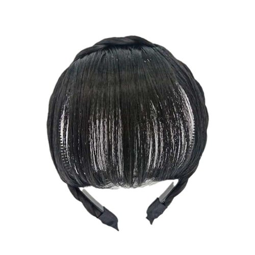 Galepromot 1PC Black Natural Fake Bangs Hair Piece Clip Long Wig Synthetic Hair Band Bangs Headband Headbands For Women, Women's Fashion Headbands