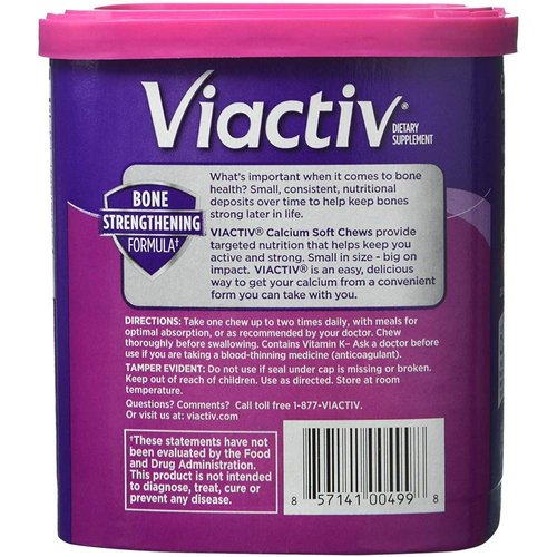 Viactiv, Calcium Dietary Supplement, Soft Chews plus D Milk Chocolate, 100 ct