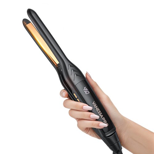 VANESSA PRO Small Flat Irons for Short Hair, Pencil Flat Iron for Edge/Bang/Men's Beard - Travel Flat Iron Dual Voltage(0.3-inch)