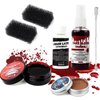Halloween Sfx Makeup Kit, Special Effects Makeup Kit, Scar Wax with Double-Ended Spatula, Washable Fake Blood, 2 Stipple Sponge, Scab Coagulated Blood Gel, Realistic (Blood Red)