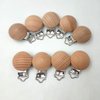 5pcs Beech Wood Pacifier Clips Holder Teething Grasping Suspender Clips Charm DIY Beading Pacifier Chain Accessory (3cm/5pcs)
