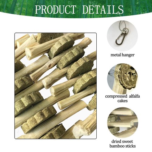 kathson Chinchilla Treats Bunny Chew Toys for Rabbits Teeth Grinding,Organic Bamboo Sticks Natural Toys for Hamsters 2 Pack