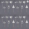 Gexolenu 24 Pcs Bride To Be Cupcake Toppers Silver Glitter Double-Sided I Do Love Heart Diamond Ring Cupcake Picks Decorations For Bridal Shower Wedding Engagement Party Supplies