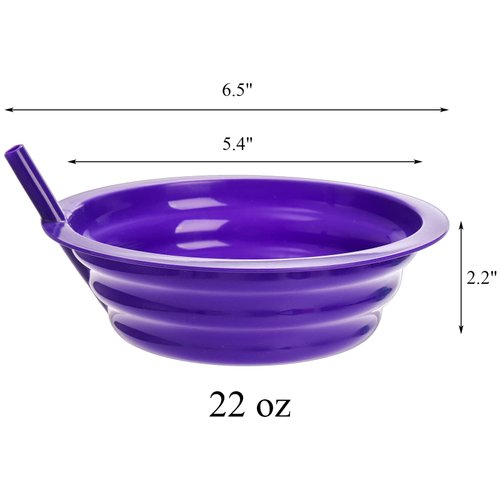 Mezchi 16 Pack Cereal Bowls with Straws for Kids, 22 Oz Breakfast Bowls for Kids, BPA-Free Sip-A-Bowl, Reusable Bowls for Milk, Soup, Dishwasher Safe, 4 Colors