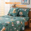 JSD Green Animal Forest Kids Sheet Set Twin 3 Piece, Cute Printed Microfiber Bed Sheets for Girls Deep Pocket