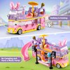 Bunny Camper Van Building Set for Girls 6-12 Compatible with Lego Friends Sets for Girls 8-12 Bus Vehicle Toy Compatible with Legos for Girls Age 8-12 Fun Gift for Boys, Girls, and Kids Ages 6+