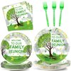 100Pcs Family Reunion Party Decorations Family Tree Reunion Plates Napkins Green Tree Welcome to Our Family Reunion Tableware Set Spring Family Reunion Party Supplies for Family Gathering 25 Guests