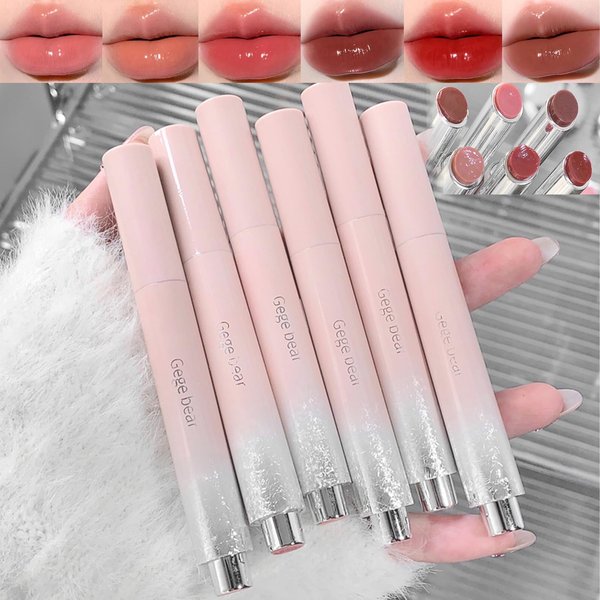 Mrettick 6 Colors Jelly Lipstick, Tinted Lip Gloss Lip Stain, Mirror Hydrating Jelly Love Lipstick, Long Lasting Moisturizing Tinted Lip Balm, Non-sticky