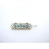Generic Turquoise blue and silver metal hair clip barrette fine thin hair