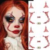 BASEMMAHER 2 Pieces Halloween Face Gems Jewels Rhinestone Tattoos Day of the Dead Skull Temporary Face Tattoo Red Crystal Stones Body Gems Makeup Stickers for Halloween Rave Cosplay Party Supplies