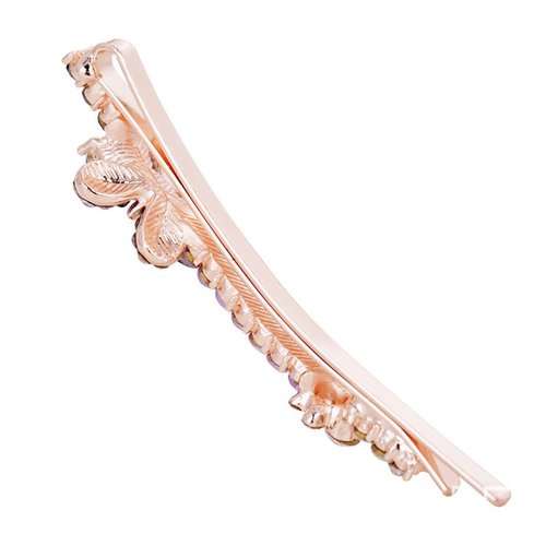 Ruihfas 1 Pair Fashion Women Girls Crystal Rhinestone Hairpins Double Butterfly Design Hair Pins Clips Barrettes Headdress (White)