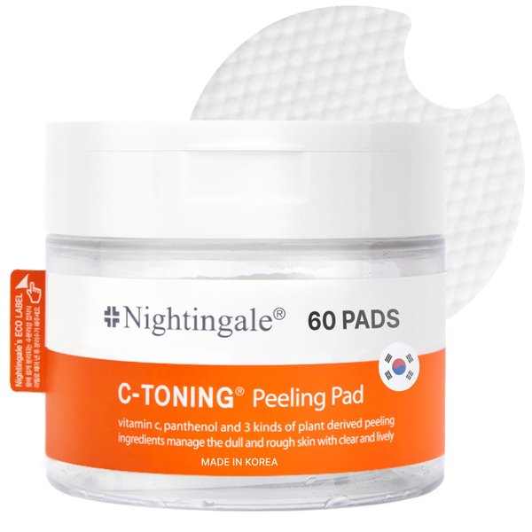 Nightingale C-toning Peeling Pads with Vitamin Complex + AHA∙BHA∙PHA + Niacinamide, Exfoliating Peel Pads, Sebum Care, Improve Skin Texture, Hypoallergenic, Fragrance & Alcohol Free, Vegan Pads
