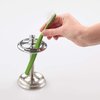 iDesign Steel Toothbrush Holder Stand The York Collection – Four Divided Compartments, 3.25” x 3.25” x 5.75”, Brushed Nickel & Polished Chrome