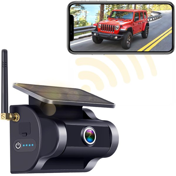 Solar Wireless Backup Camera Magnetic: WiFi Easy to Install Connect Phone Truck Trailer Hitch Rear View Camera Rechargeable No Drilling HD 1080P RV Camper Reverse Cam Night Vision - Wzbb V6