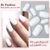 LuckForever 240pc Matte Square Press on Nails Medium Glue on Nails White Fake Nails Medium Square Acrylic Nails Press on Nails Full Cover Artificial False Fingernails with Nail Glue Adhesive Tabs