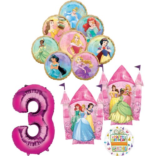 Anagram Princess Party Supplies 3rd Birthday Balloon Bouquet Decorations with 8 Princesses