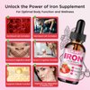 Liquid Iron Supplement for Women Men & Kids Multivitamin Iron Drops with Folate, Vitamin C, B6, B12, Zinc for Anemia, Iron Deficiency, Blood Builder, Energy - Natural Strawberry Flavor, Vegan 4 Fl Oz