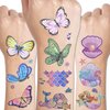 CHARLENT 24 Sheets Glitter Butterfly & Mermaid Tattoos for Girls - 240 Pcs Glitter Butterfly Mermaid Temporary Tattoos for Girls Birthday Party Favors Goodie Bag Fillers